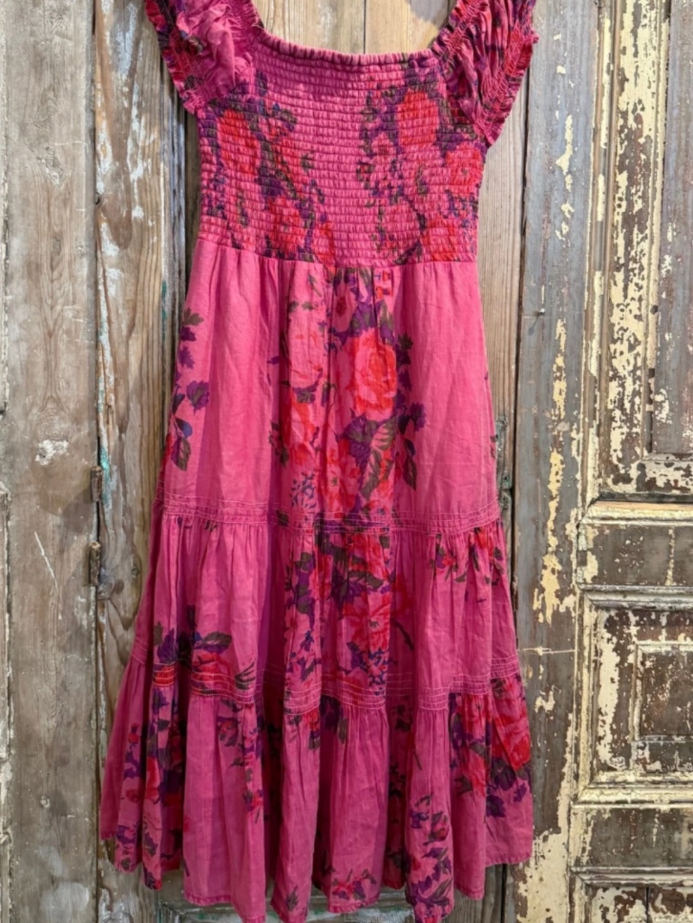 Vintage Goa pink floral dress sz M - rush, sundress, cottage core, date night